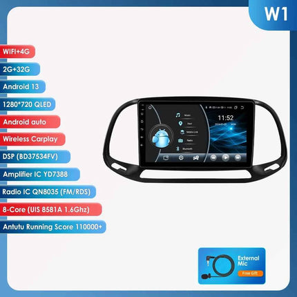 Hizpo AI Voice Autoradio Radio For Fiat Doblo 2015 - 2019 4G Car Multimedia GPS 2din Wireless CarPlay Android Auto Navigation BT