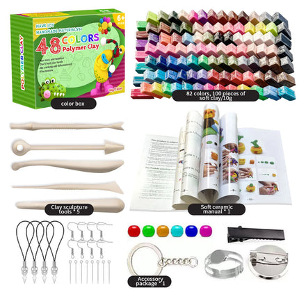 Colori Blocchi di argilla polimerica con kit di strumenti Stampaggio Forno artigianale Cottura Principiante Bambini Orecchini fai da te Bambole Accessori gioielli