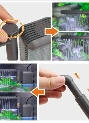 3-IN-1 Aquarium Internal Filter Pump Silent Wave-Maker Submersible Fish Tank Filters Air Oxygen Aerator for Saltwater Freshwater