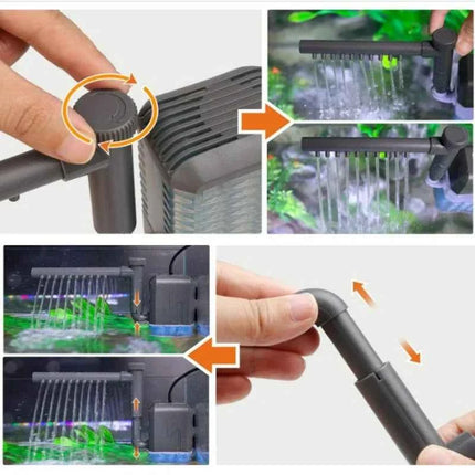 3-IN-1 Aquarium Internal Filter Pump Silent Wave-Maker Submersible Fish Tank Filters Air Oxygen Aerator for Saltwater Freshwater