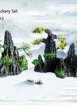 Resin Aquarium Rockery Mountain Decoration Artificial View Rock Cave Stone Tree Fish Tank Ornament Aquarium Decor Home New
