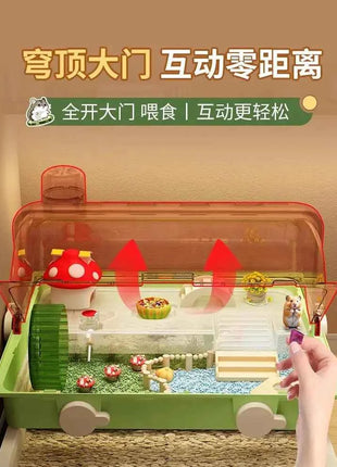 Hamster cage special oversized luxury villa golden bear wintering double-layer transparent basic cage flower branch mouse feedin