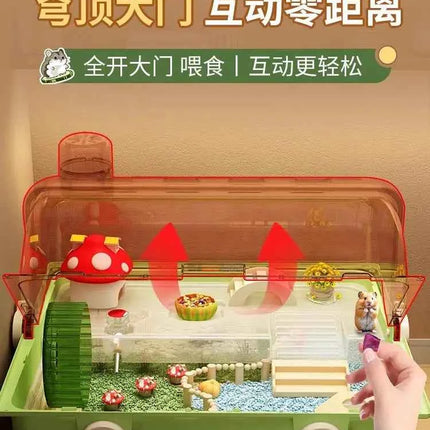 Hamster cage special oversized luxury villa golden bear wintering double-layer transparent basic cage flower branch mouse feedin