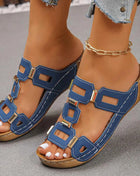Sandali da donna stile romano di grandi dimensioni Pantofole da spiaggia open toe Zeppe estive Comode scarpe slip-on da esterno per donna
