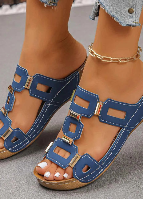 Sandali da donna stile romano di grandi dimensioni Pantofole da spiaggia open toe Zeppe estive Comode scarpe slip-on da esterno per donna