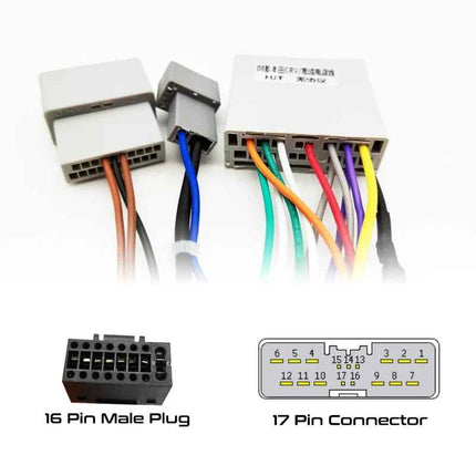 Cablaggio radio, connettore da 16 pin a 17 pin, cavo adattatore Android, per Honda Civic 8, CRV 3, Mitsubishi Lancer Outlander