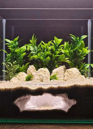 3D Printed Underground Cave Hideout Multi-use for Reptiles Gecko Lizard & Aquatic Pets Fish Shrimp Tank Terrarium Decor