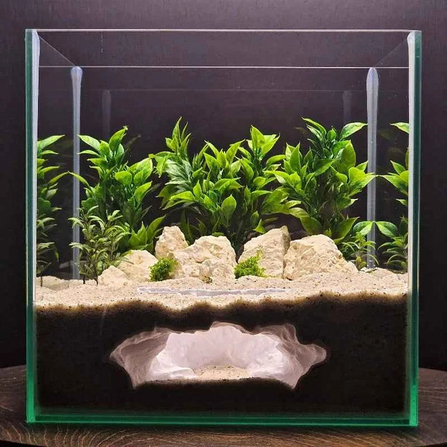3D Printed Underground Cave Hideout Multi-use for Reptiles Gecko Lizard & Aquatic Pets Fish Shrimp Tank Terrarium Decor