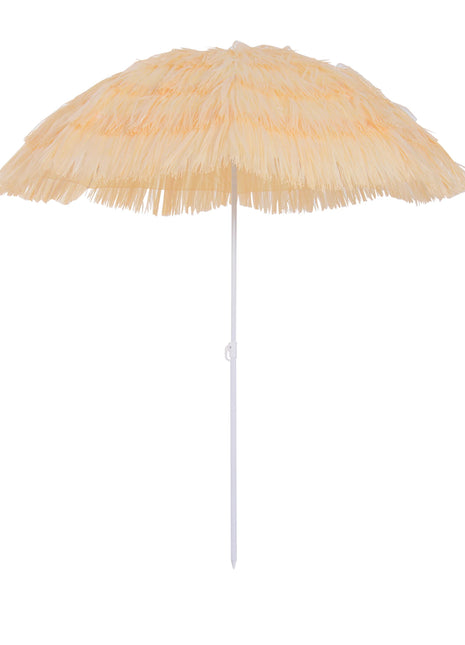 Outsunny Ombrellone da Spiaggia e Giardino a 8 Stecche con Palo Inclinabile e Design Portatile, in Poliestere e Metallo, 1.6x2 m, Beige