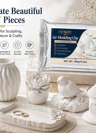 Argilla ad Asciugatura all'Aria 450g, Morbida Argilla Modellabile Autoindurente per Ceramica, Scultura, Progetti Artistici e Artigianali per Principianti