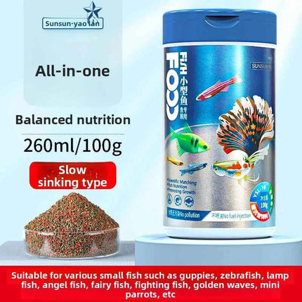 SUNSUN Premium Small Granule Fish Food for Guppies and Tetras, Color Enhancing & Complete Nutrition for Small Tropical Fish