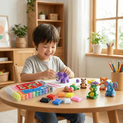 Kit di Argilla ad Asciugatura all'Aria per Bambini, Argilla Modellabile Ultra Leggera e Morbida, Non Tossica e Sicura con Strumenti per Scolpire, per Progetti Artistici Fai-da-Te e Scolastici