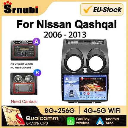 Srnubi Android Qualcomm 8 Core Carplay Auto Stereo For Nissan Qashqai J10 2006 - 2013 Carplay 4G GPS Wifi Car Multimedia