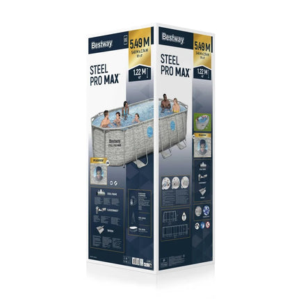 Nuova Piscina Ovale Bestway Power Steel Vista Frame 549x274x122cm (18'x9'x4') 2026 con Finestre Trasparenti Impermeabili