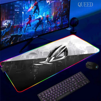 Cartoon Asus Deskmat Mouse Pad Gaming LED Mouse Mat 900x400 Mousemats Table Pads PC Office Desk Mat RGB Keyboard Mats XXL