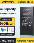 PISEN Phone Battery For iPhone 11 12 13 14 15 Mini Pro Max Plus SE2 SE3 Matches Original Capacity 0 Cycles Battery Replacement
