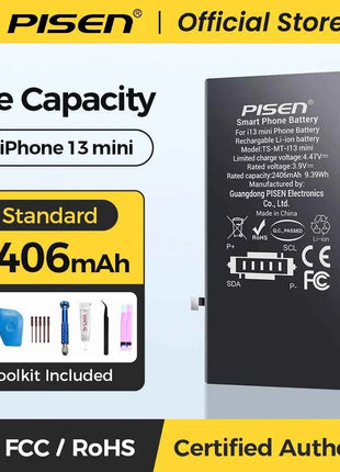 PISEN Phone Battery For iPhone 11 12 13 14 15 Mini Pro Max Plus SE2 SE3 Matches Original Capacity 0 Cycles Battery Replacement