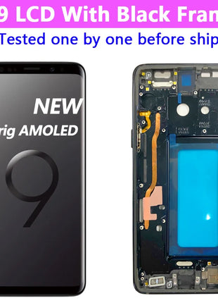 Display AMOLED per SAMSUNG Galaxy S9 G960 Display Touch Screen Digitizer Assembly G960F/DS OLED LCD con sostituzione del telaio