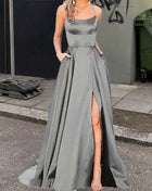 Nuovo per le donne Abito elegante Moda estiva Festa notturna Formale Abito da sera lungo con spalline Abiti da sposa eleganti