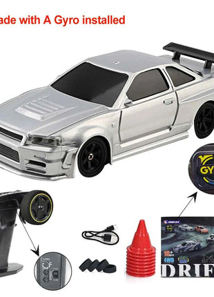Upgraded Gyro 1/43 RC Drifting Car Racing RTR 4WD High Speed Radio Control Model 2.4G Drift Race Vehicle Mini Gifts