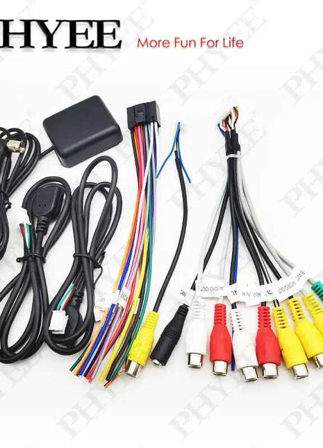 Set cablaggio 16 pin, adattatore USB, antenna GPS, microfono video CVBS audio Aux RCA, cavo Wifi, per sistema Android universale per auto