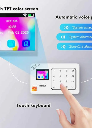 Sistema di Allarme GSM KERUI, Pannello di Allarme Domestico WiFi con Batteria Integrata, Kit di Allarme di Sicurezza Wireless 433MHz per Casa, Compatibile con Tuya Smart W181
