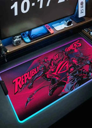 Black Mouse Pad Asus Rgb Gaming Mause Mat Anime Mats Gamer Rug Pc Xxl Cute Pads Large Game Keyboard Carpet Backlight Mousepad