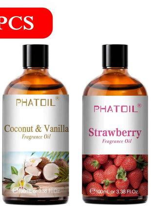 PHATOIL 100ml Aromatherapy Fragrance Oil Coconut & Vanilla Strawberry Cherry Lemon 1/2/3pcs Aroma Oil For Diffuser Candle Making
