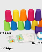 Kids Montessori Toys Stack Cup Battle Table Game with Card Educational Intellectual Enlightenment Color Cognition Logic Training