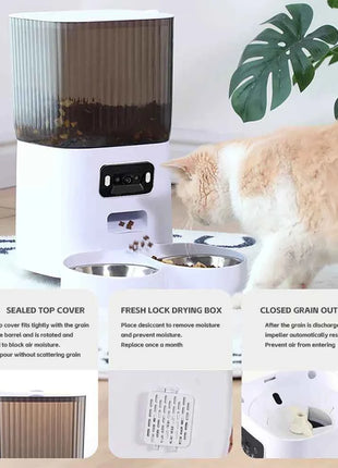 5L Double Bowls Smart Automatic Cat Feeder With Camera Cat Dry Food Video Dispenser Pet Smart Voice Recorder Auto Feeder For Dog