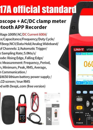 UNIT UT217B 3 in 1 1000A AC/DC Clamp Meter+ Oscilloscope Bluetooth Recorder Function 18650 Lithium Battery NCV Digital Multimet