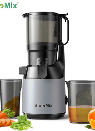 BioloMix Cold Press Juicer,with 130mm Feed Chute,Fit Whole Fruits & Vegetables,High Juice Yield,BPA FREE Slow Masticating Juicer