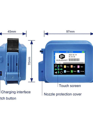 EURANNIT XMINI 12.7mm Portable Mini Inkjet Printer with Fast Dry Ink for Logo Expire Date QR Barcode Batch Number Label Printer