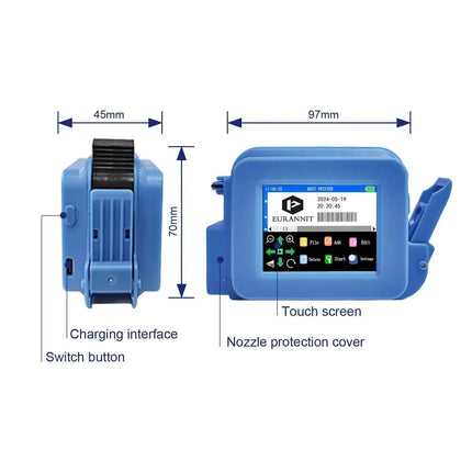 EURANNIT XMINI 12.7mm Portable Mini Inkjet Printer with Fast Dry Ink for Logo Expire Date QR Barcode Batch Number Label Printer