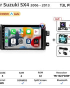 Srnubi Car Radio For Suzuki SX4 Cross 2006-2013 For Fiat Sedici Carplay Android Auto Radio Multimedia Player 4G Wifi GPS 2 Din