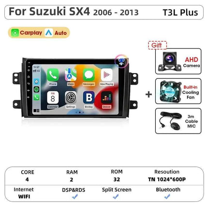 Srnubi Car Radio For Suzuki SX4 Cross 2006-2013 For Fiat Sedici Carplay Android Auto Radio Multimedia Player 4G Wifi GPS 2 Din