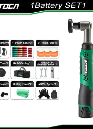 BATOCA S6 Cordless Mini Car Polisher 12V Cordless Polisher for Car Waxing 2.0Ah Buffer Polisher with Extension rod