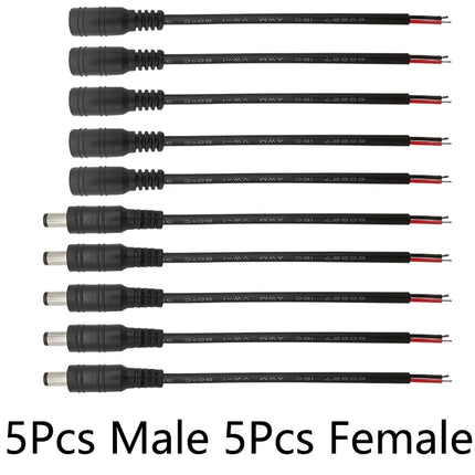 5.5*2.1mm Maschio Femmina Cavo di Alimentazione DC Spina del Cavo Martinetti Adattatore del Connettore Treccia Bianco Nero Per Telecamera CCTV 5050 3528 HA CONDOTTO LA striscia