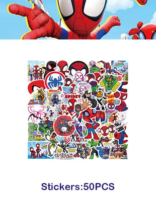 Set Decorazioni per Festa di Compleanno Spidey e Amici, Articoli per la Tavola, Bicchieri, Piatti, Palloncini, Striscione, Sacchetti Regalo, Decorazioni per Torte, Accessori per Bambini