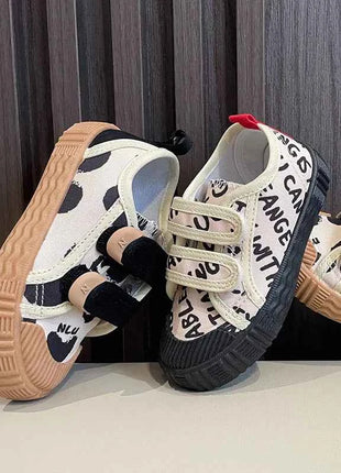 Scarpe per bambini per ragazze ragazzi scarpe di tela con suola morbida antiscivolo lettere per bambini scarpe Casual per bambini Tenis scarpe da ginnastica traspiranti versatili