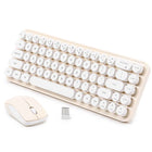 MIKIBY i68 Yellow Wireless Keyboard and Mouse Combo, 2.4G Retro Style Keyboard with Round Keycaps, Lightweight Membrane Keyboard