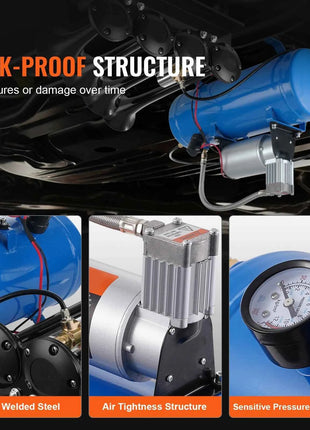 SucceBuy 12V Air Compressor with Tank 3/6L Train Horn Air Compressor 120psi Air Compressor System for Train Horn/Inflating Tire