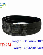 HTD 2M Cinghia dentata in gomma Lunghezza 310 312 318 320 322 324 326 328 332 334 336 338mm Larghezza 4/5/6/10/15mm 2M-336 HTD2M Cinghia di trasmissione
