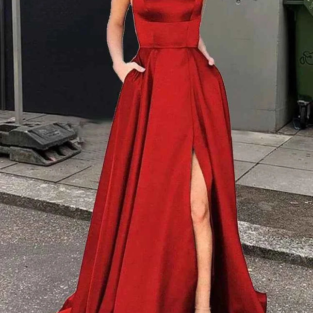 Nuovo per le donne Abito elegante Moda estiva Festa notturna Formale Abito da sera lungo con spalline Abiti da sposa eleganti