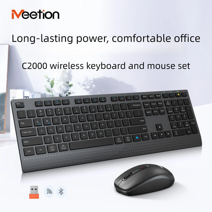 Dual-mode 2.4G Wireless Keyboard Mouse Combo Mute Rechargeable Keyboard Mouse Set With Multi-Function Keys for Windows PC Gamer