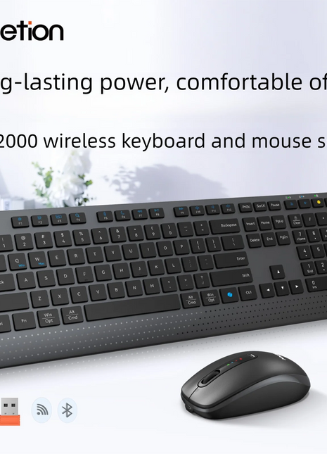 Dual-mode 2.4G Wireless Keyboard Mouse Combo Mute Rechargeable Keyboard Mouse Set With Multi-Function Keys for Windows PC Gamer