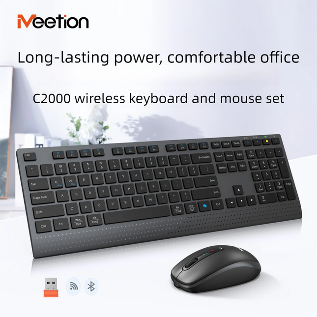 Dual-mode 2.4G Wireless Keyboard Mouse Combo Mute Rechargeable Keyboard Mouse Set With Multi-Function Keys for Windows PC Gamer