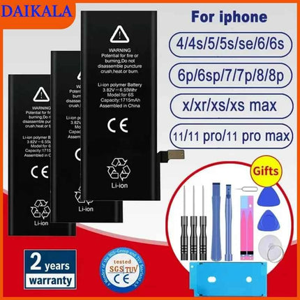 2026 phone Battery For Apple 5 6 S 7 8plus X Xr Xs Max 11 12 Pro 13 14 15 plus 15PRO Replacement Bateria For iphone 7 batteries