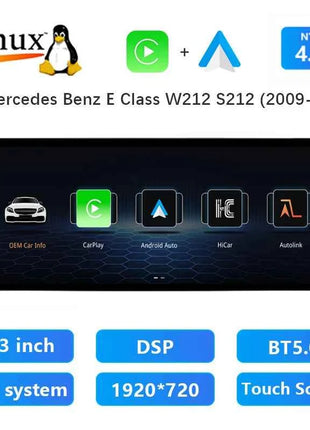 Uckazy 12.8" 2400*900 Snapdragon 665 Android 14 Car Multimedia Wireless CarPlay For Mercedes Benz E Class W212 2009 - 2015 Car Radio Player Video DSP Stereo Touch Screen 4G WiFi BT