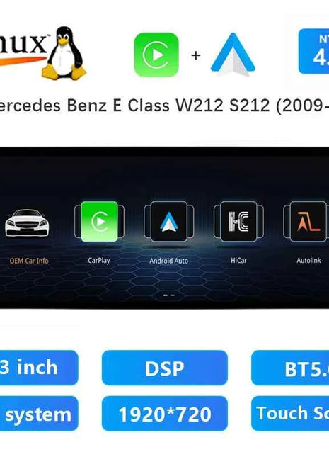 Uckazy 12.8" 2400*900 Snapdragon 665 Android 14 Car Multimedia Wireless CarPlay For Mercedes Benz E Class W212 2009 - 2015 Car Radio Player Video DSP Stereo Touch Screen 4G WiFi BT